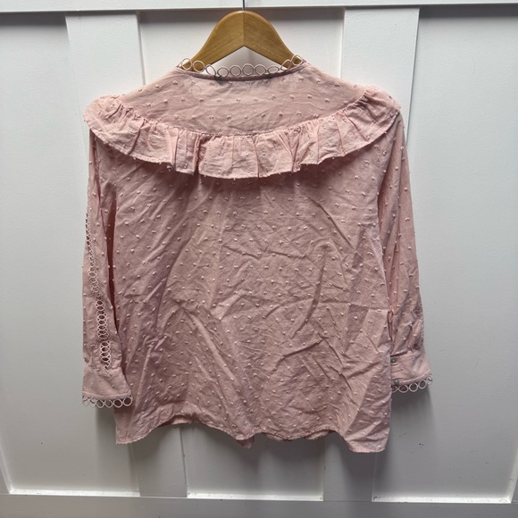 Zara pink ruffle button up blouse size M - Picture 4 of 5